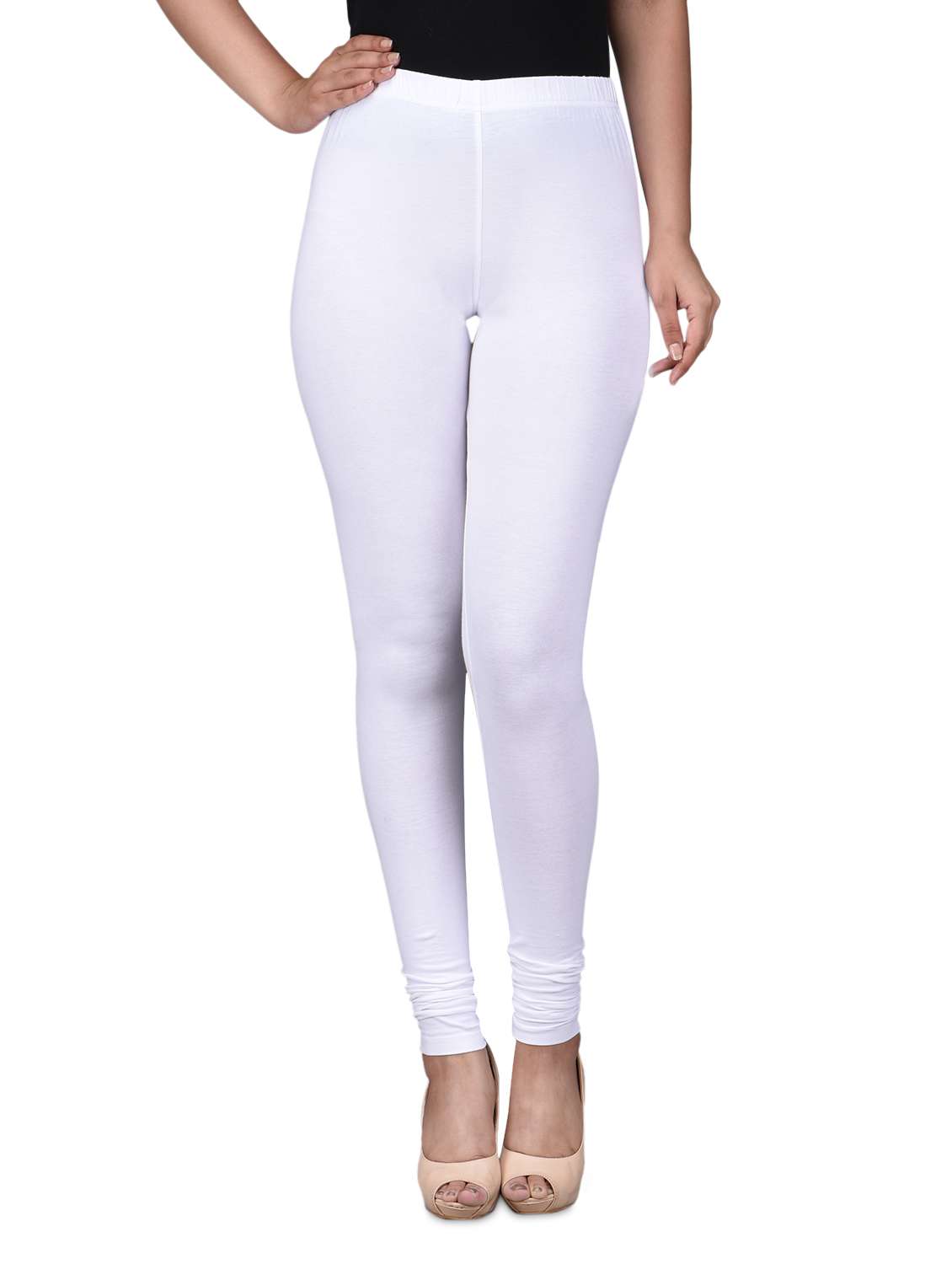 white cotton spandex leggings