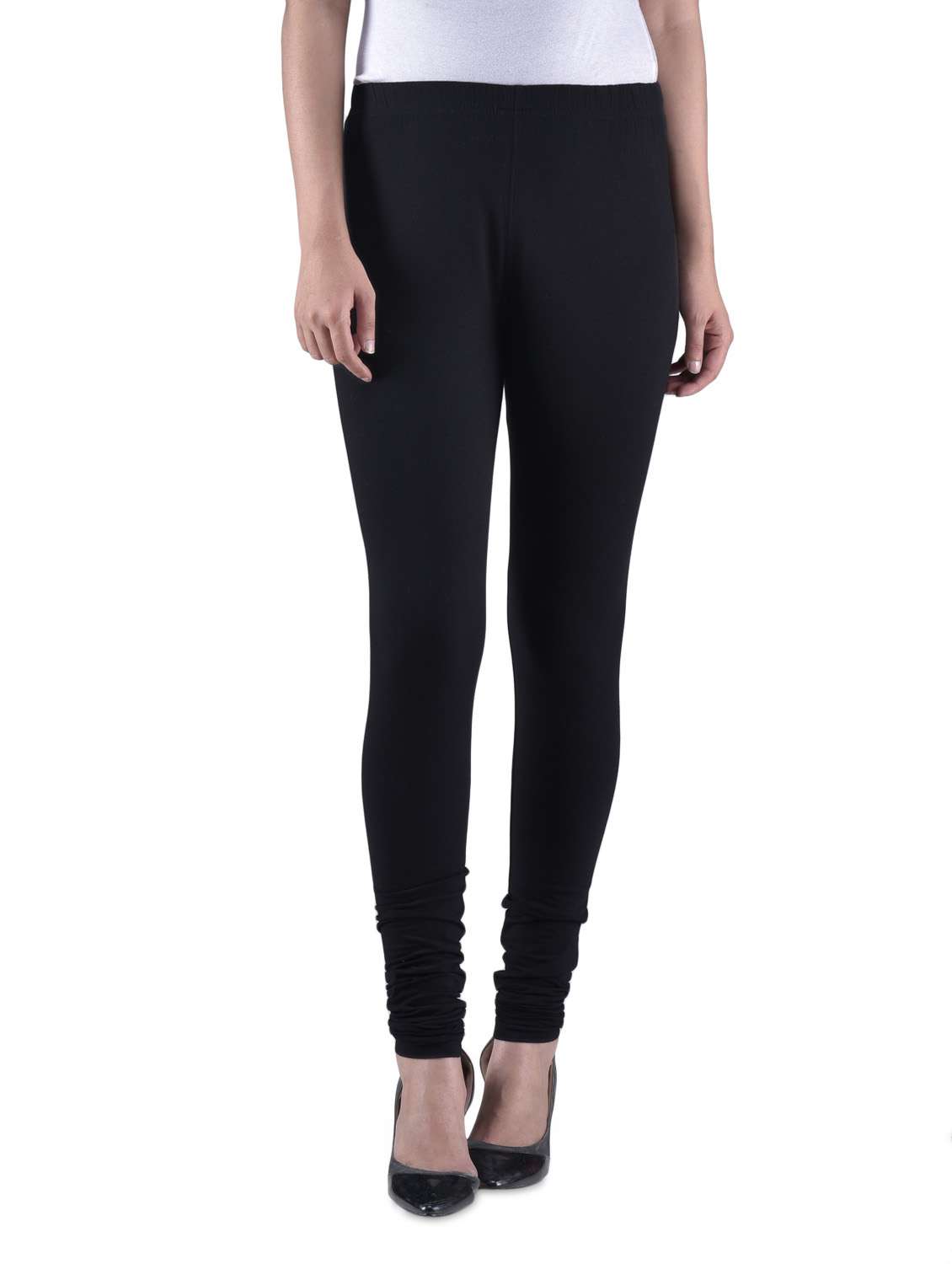 black plain cotton spandex  leggings