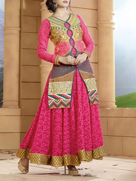 pink georgette set