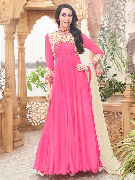 pink georgette set