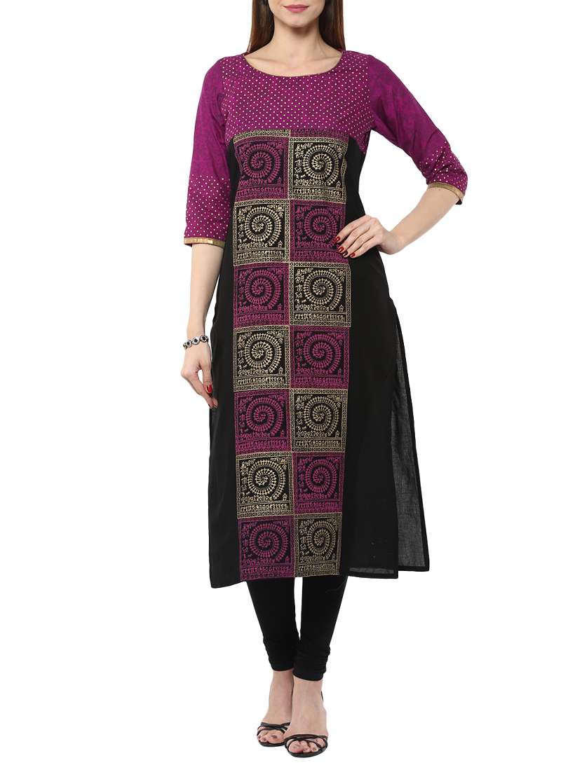 purple cotton long kurta