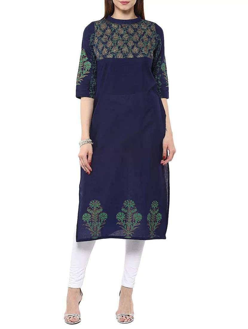 blue cotton long kurta