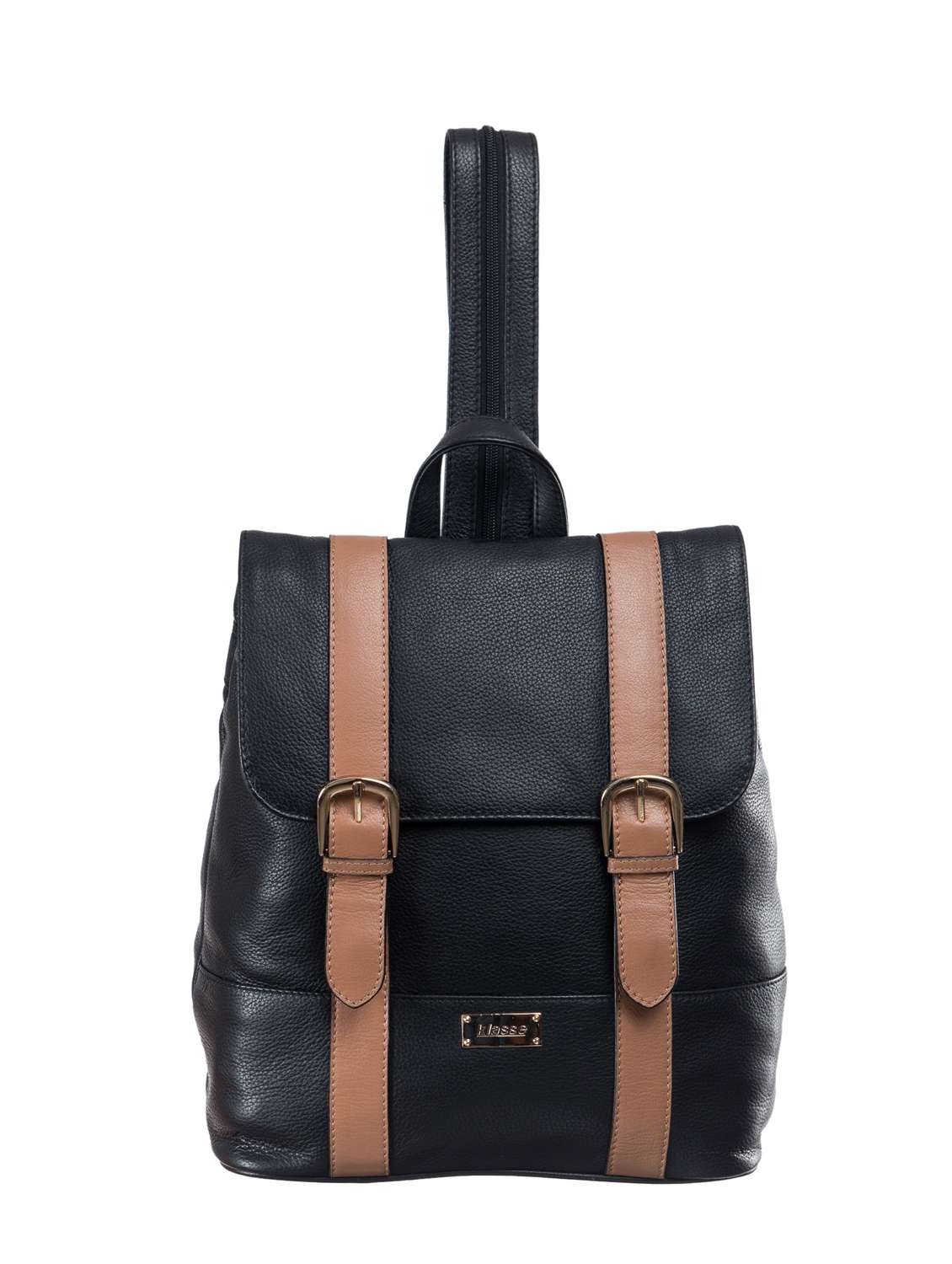black leather backpack