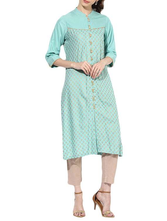 sky blue rayon straight kurta