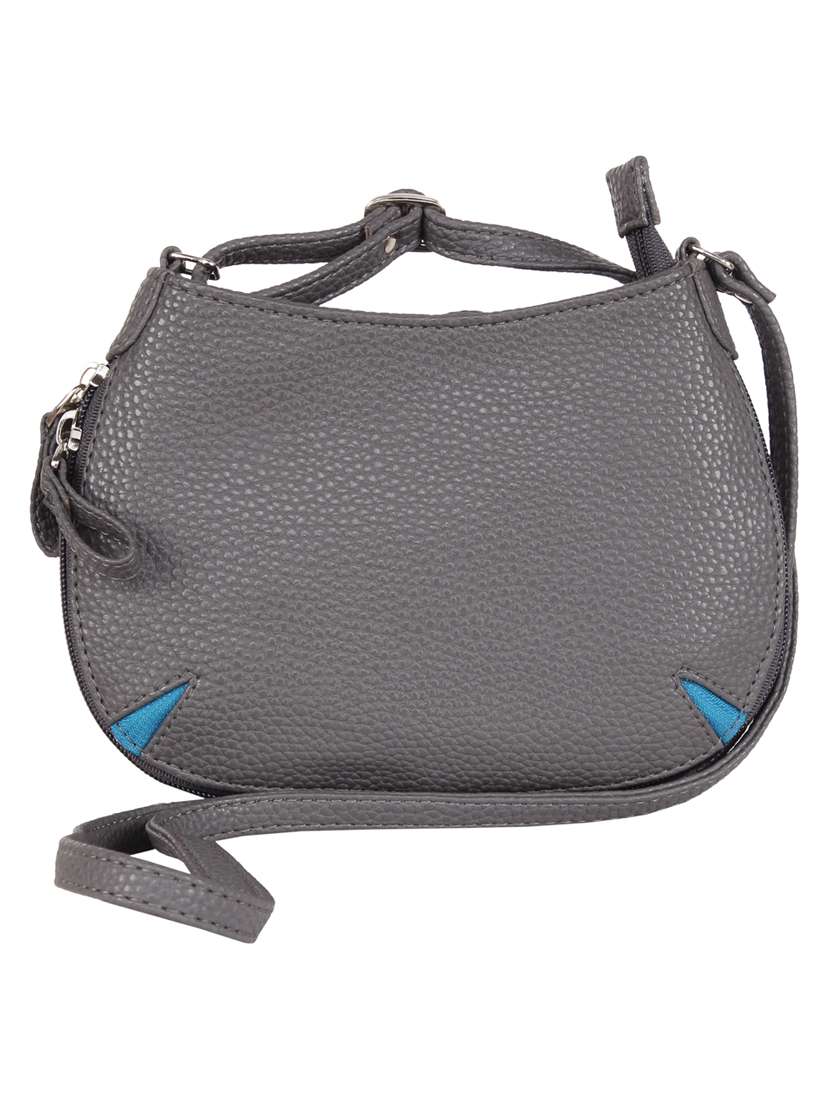 grey leatherette textured sling bag - 12471982 - Standard Image - 4