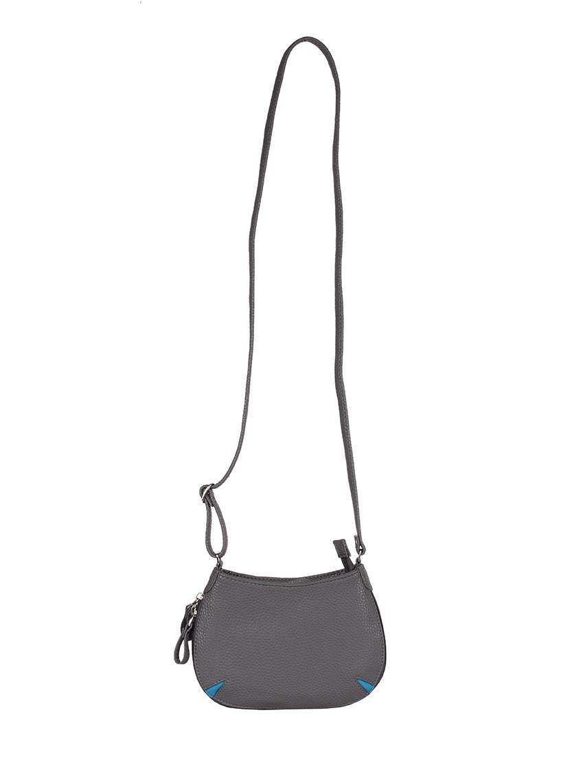 grey leatherette textured sling bag - 12471982 - Standard Image - 6