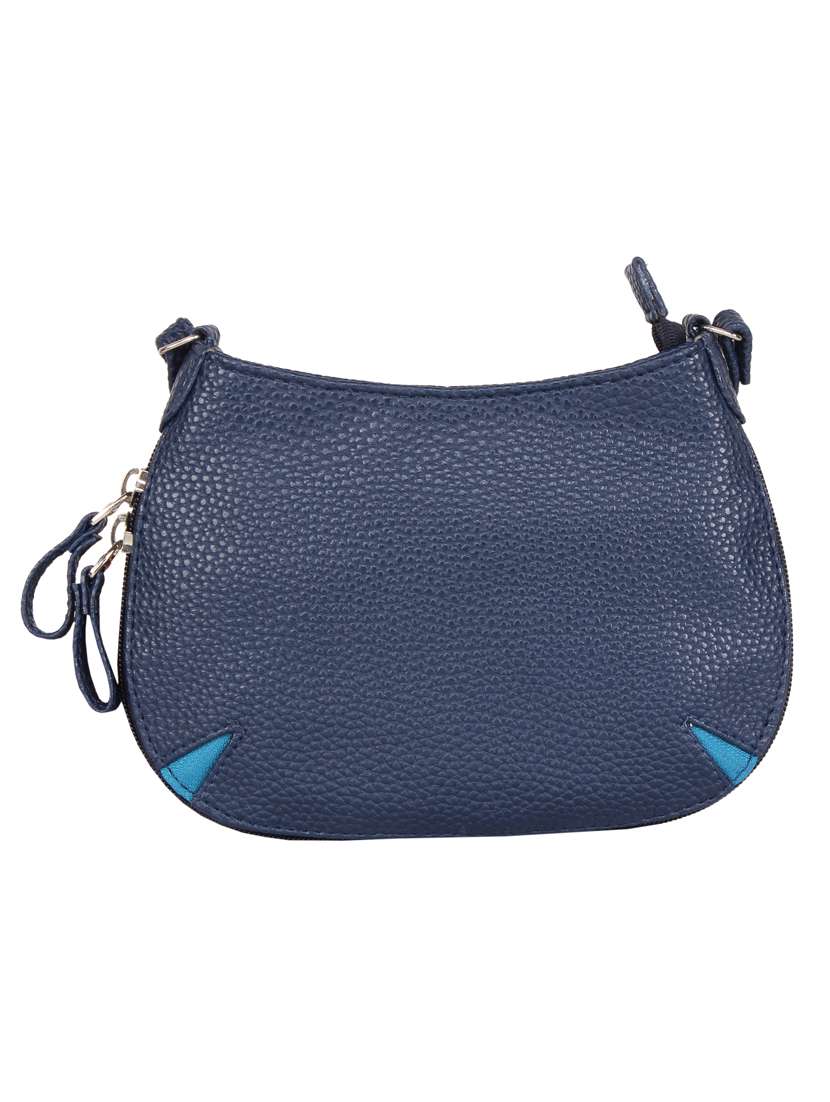 navy blue textured sling bag