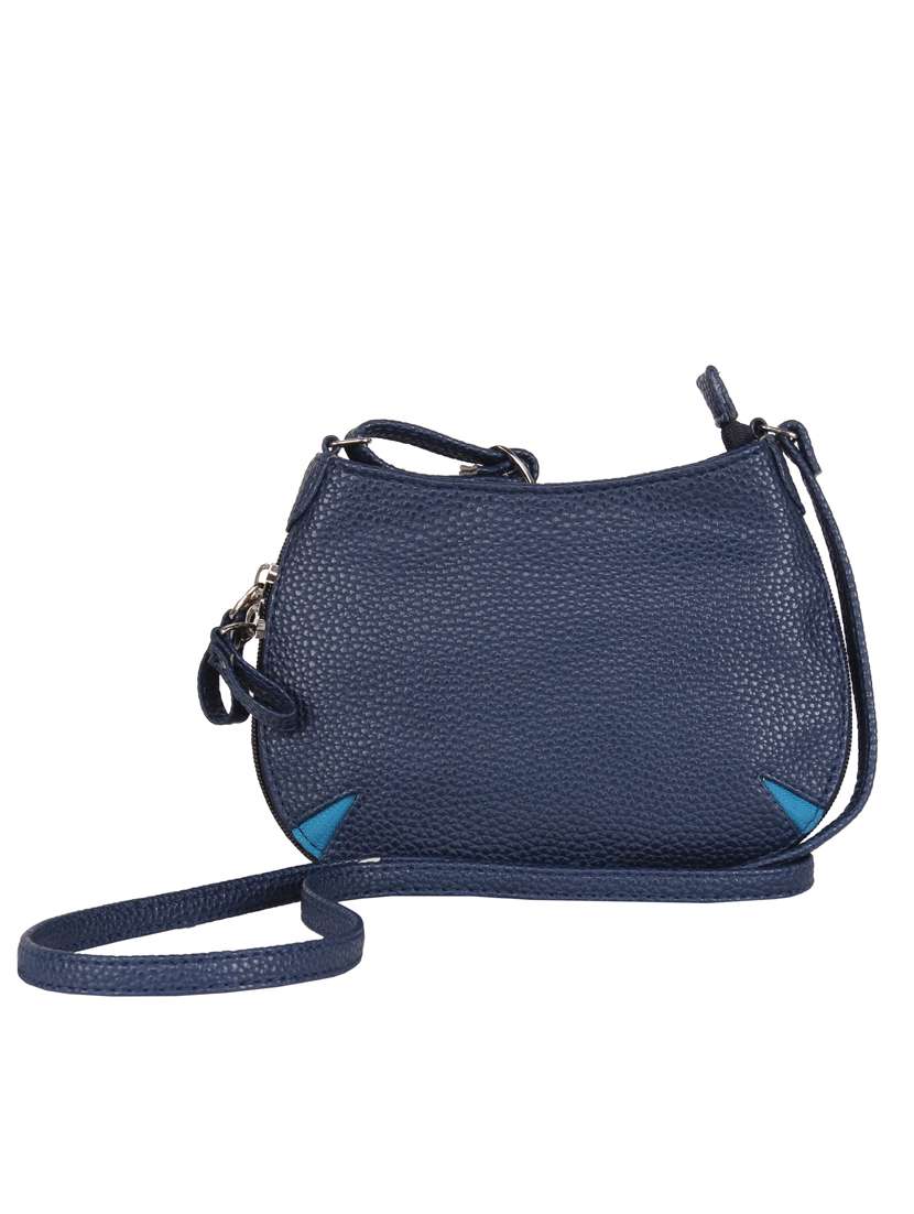 navy blue textured sling bag - 12471988 -  Standard Image - 4