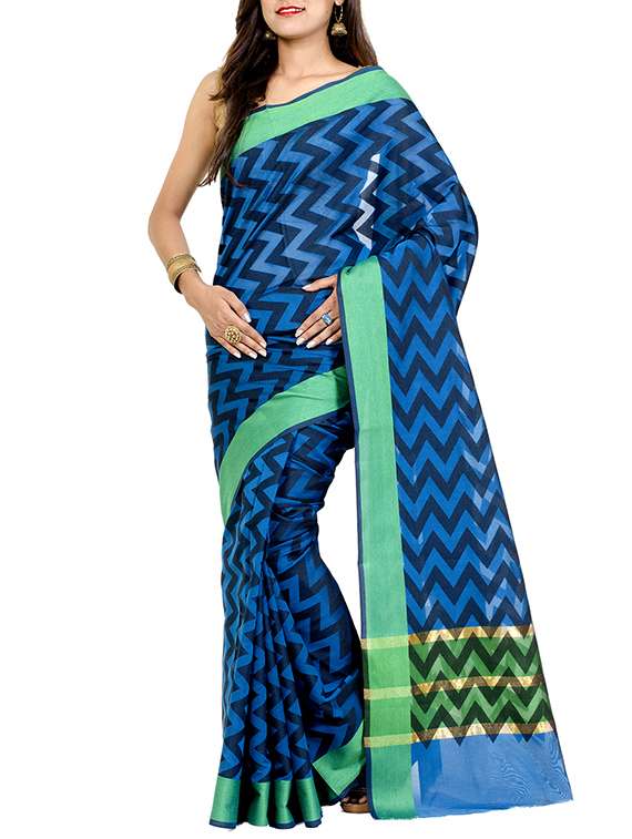 blue woven silk saree with blouse