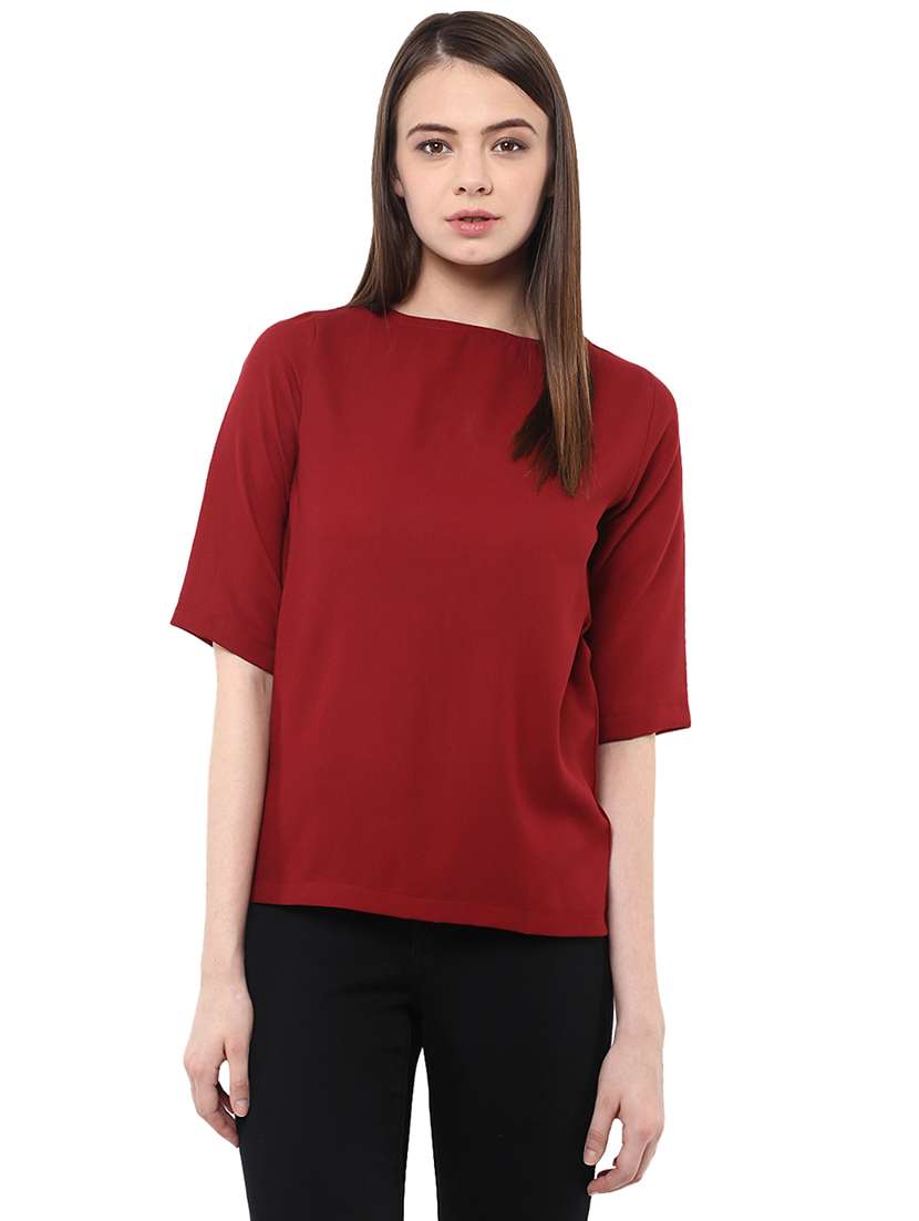 zip-up back solid top