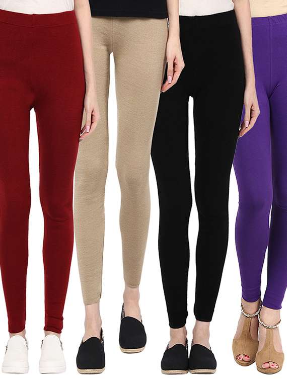 set of 4 multi colored cotton leggings