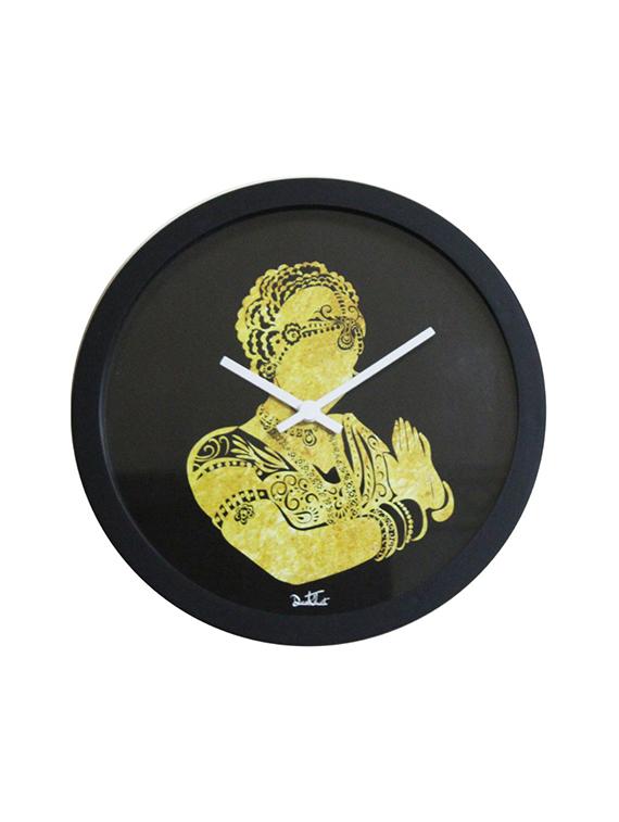 golden bharatnatyam  wall clock - 12481163 -  Zoom Image - 0