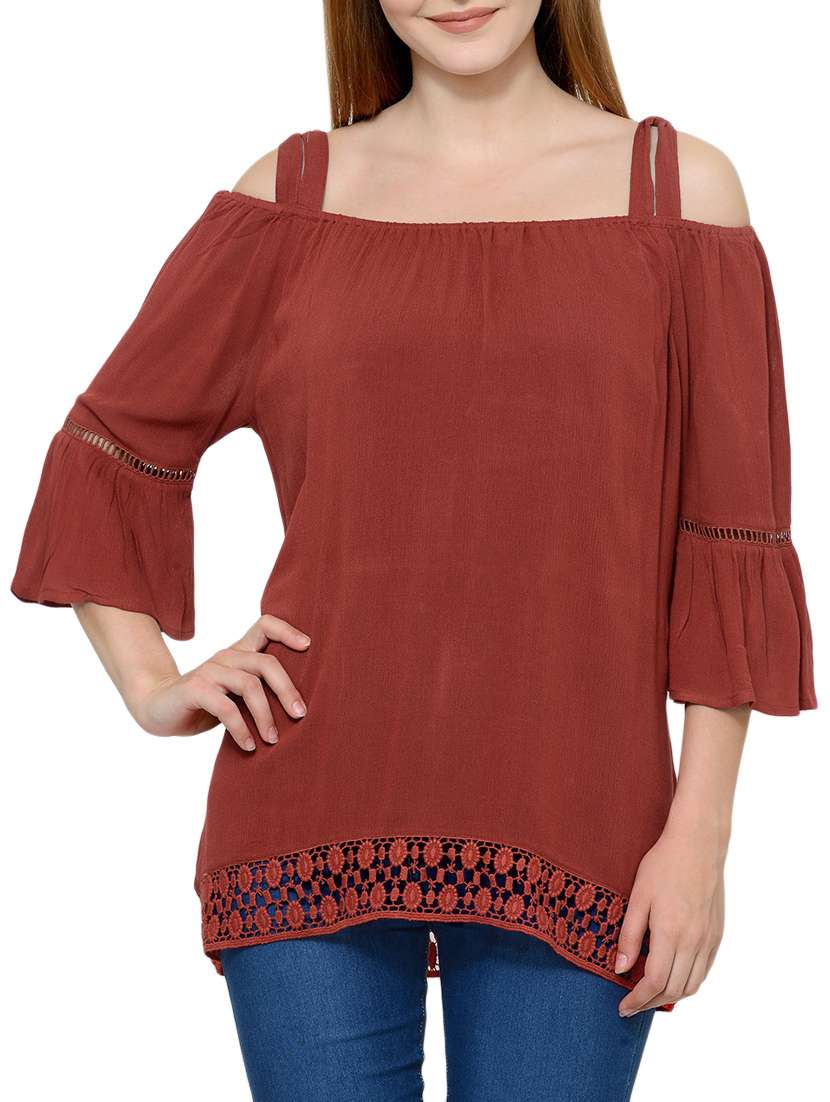 brown viscose regular top