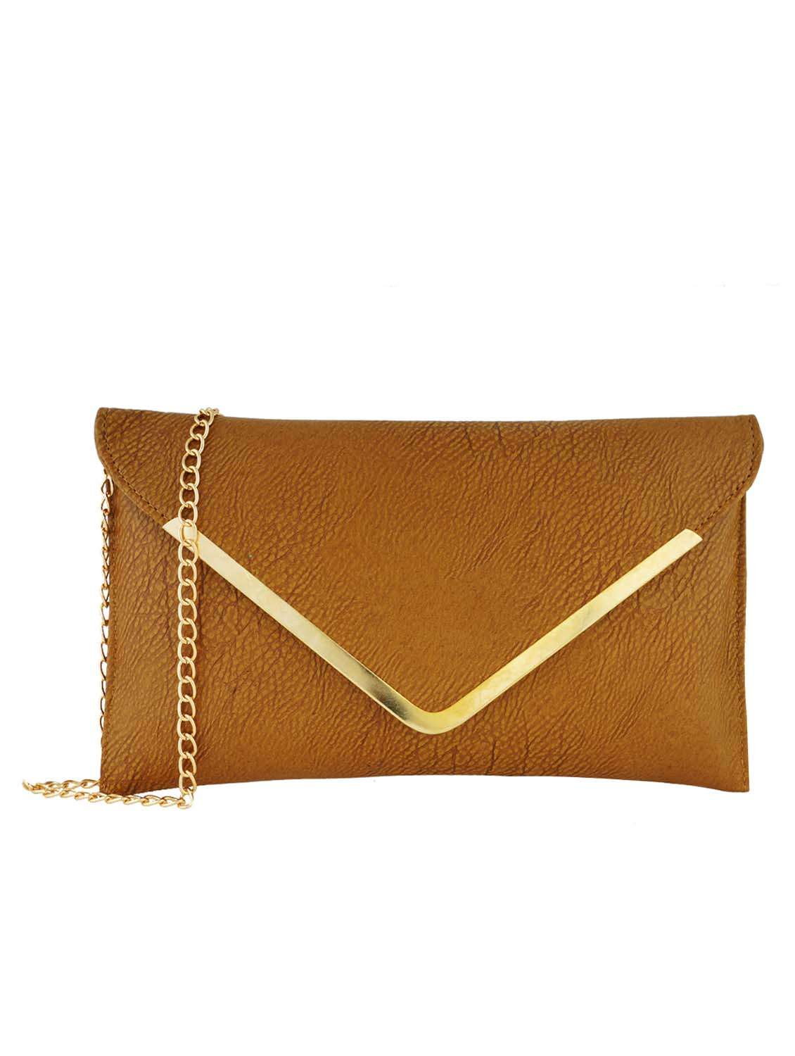 tan leatherette envelope sling bag