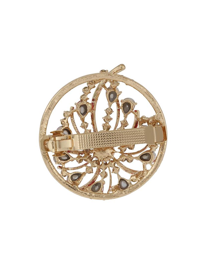 white metal stone embellished hair clip - 12489895 - Standard Image - 1