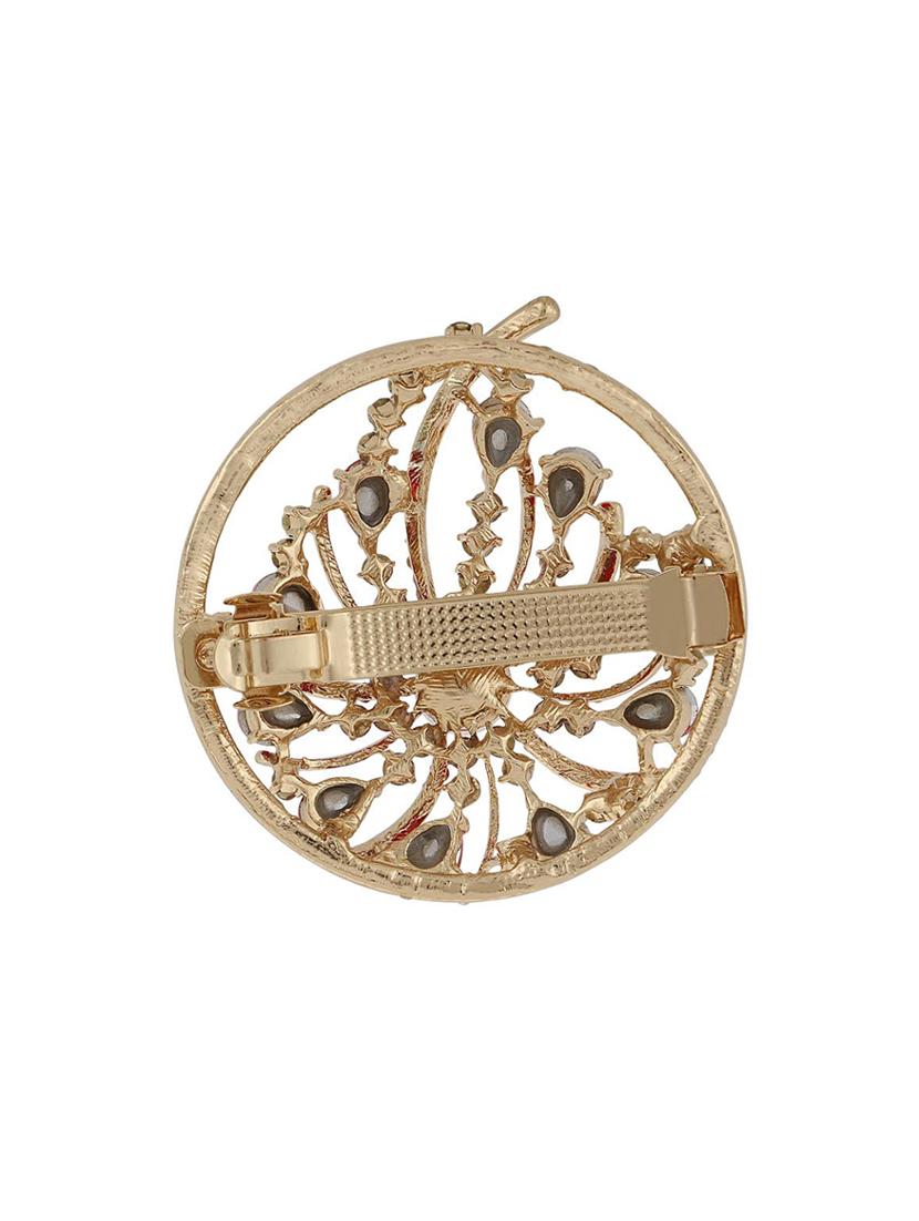 red metal stone embellished hair clip - 12489898 - Standard Image - 1
