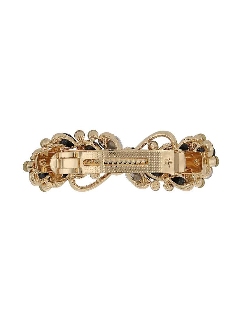 gold metal stone embellished hair clip - 12489899 -  Standard Image - 1