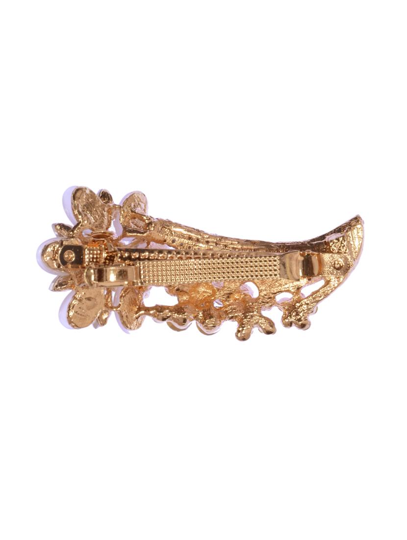 white metal stone embellished hair clip - 12489908 - Standard Image - 1