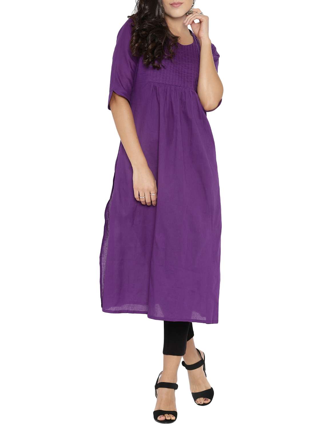 purple cotton long kurta