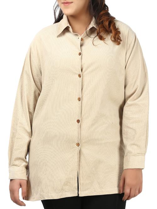 beige cotton regular shirt - 12496901 - Standard Image - 0