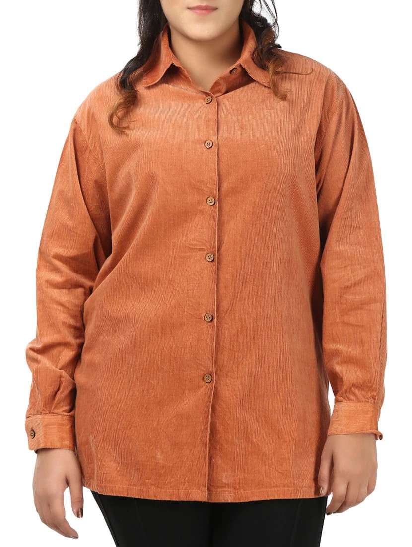 orange cotton regular shirt
