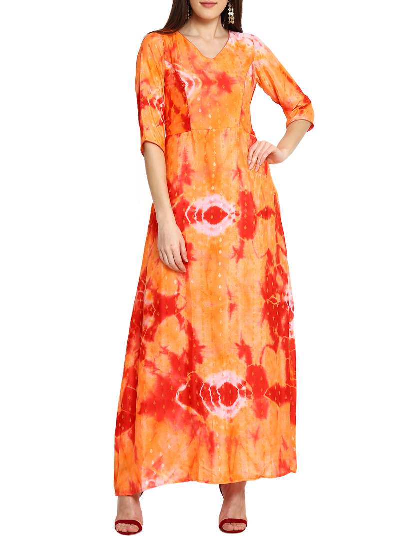 orange chiffon maxi dress