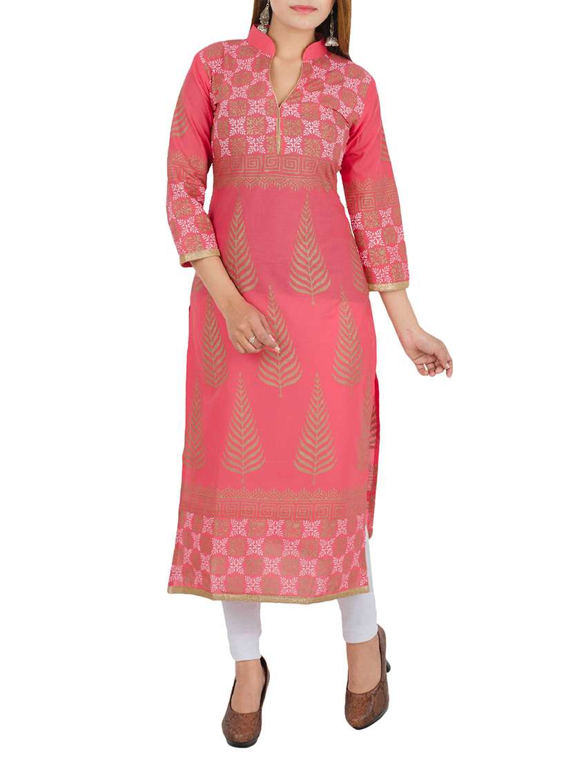 gold print straight kurta