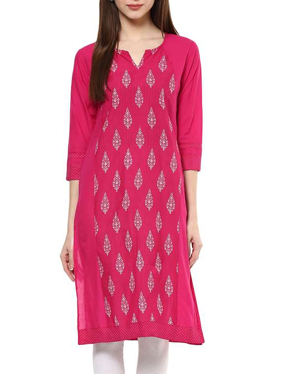 pink cotton straight kurta