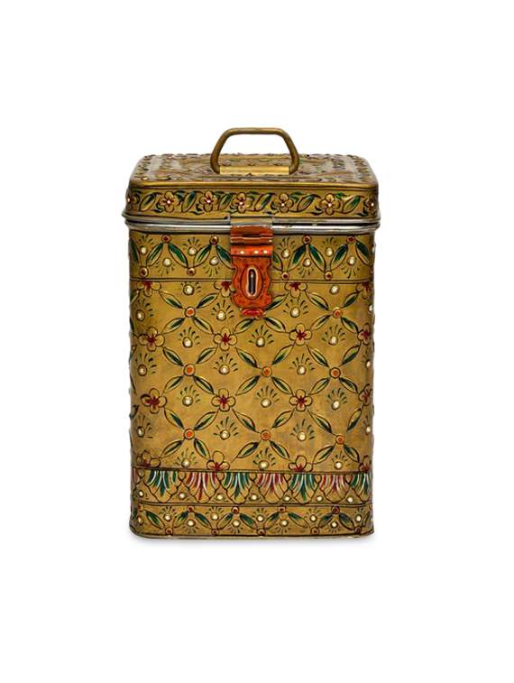 gold floral handpainted container