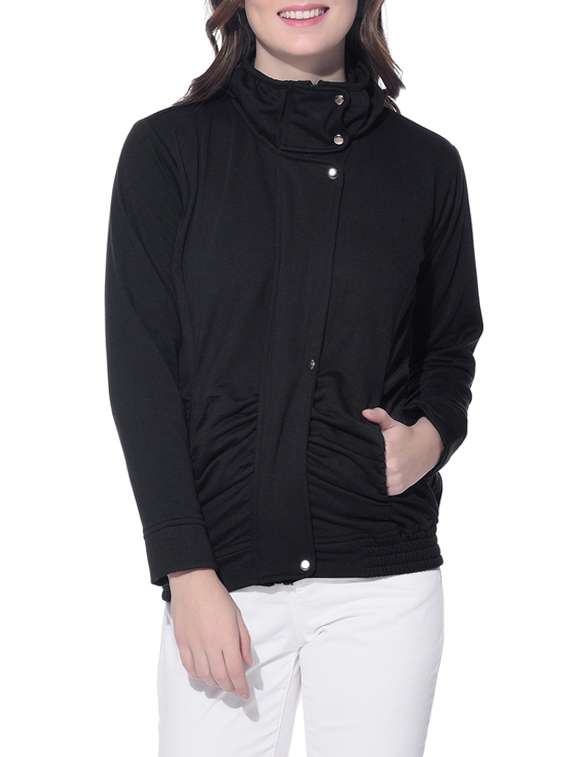 solid black fleece jacket