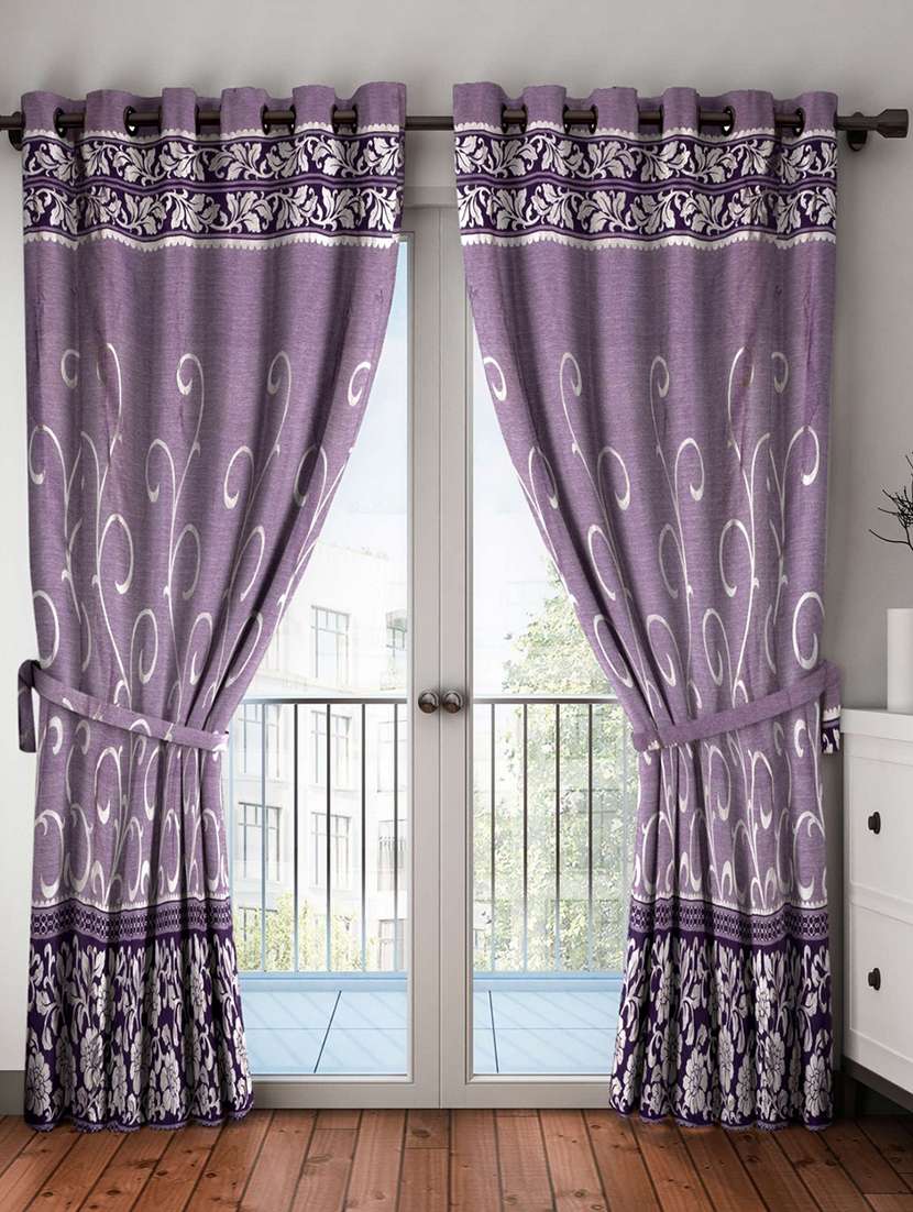 bianca purple zari print door curtain