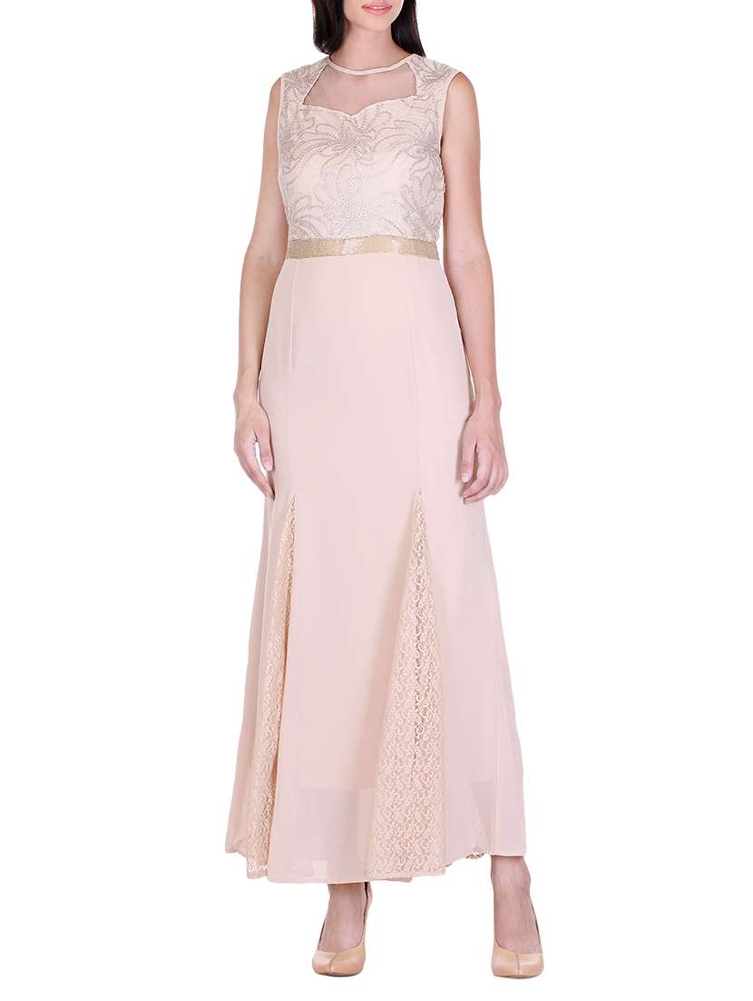 beige sequined crepe dress