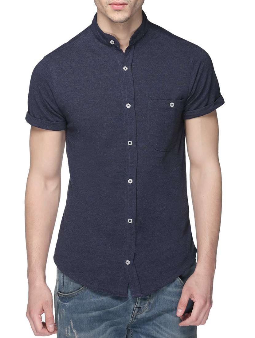 blue cotton casual shirt