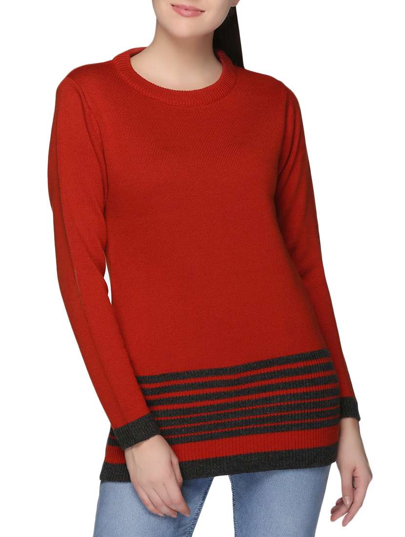 orange acrylic pullover