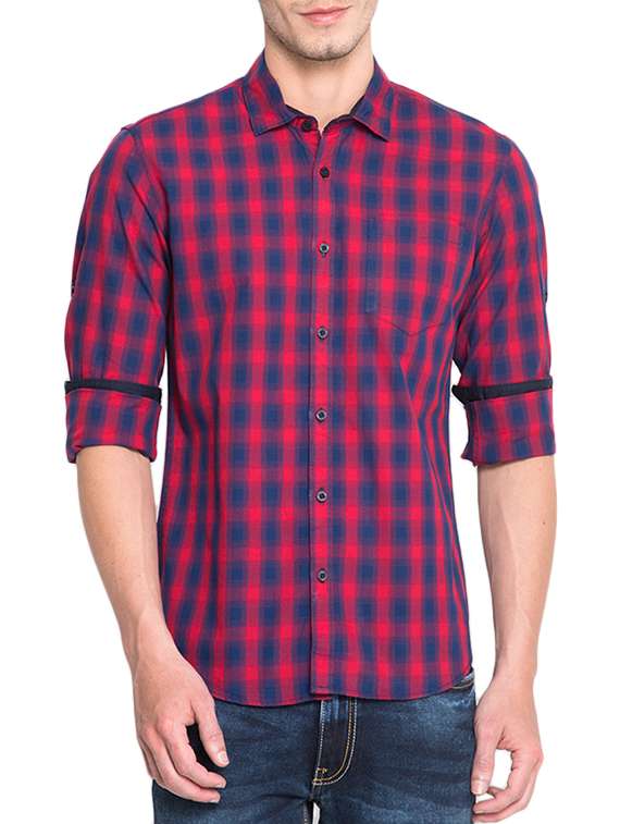 red cotton casual shirt