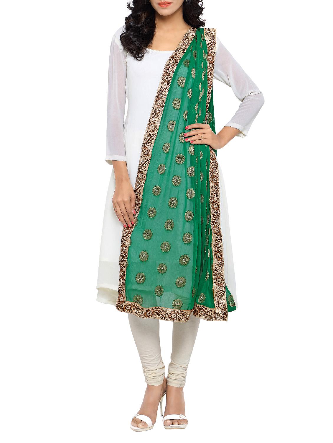 Green Chiffon Banarasi Dupatta - By