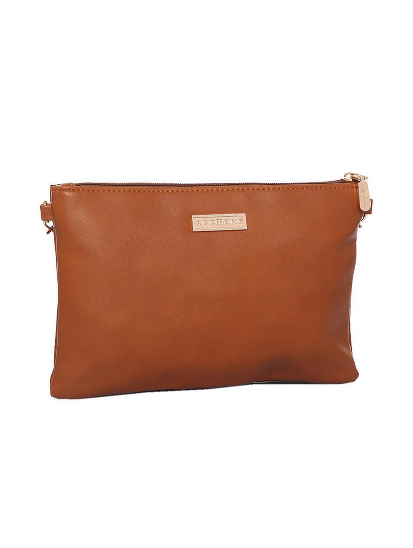 brown leatherette studded sling clutch - 12522678 -  Standard Image - 1