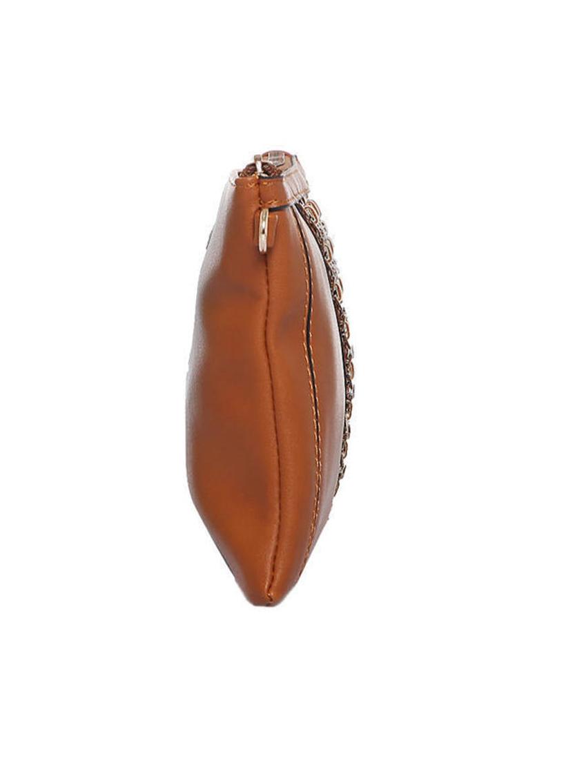 brown leatherette studded sling clutch - 12522678 - Standard Image - 4