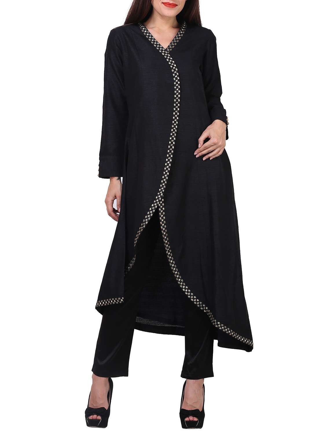 black straight pant suit