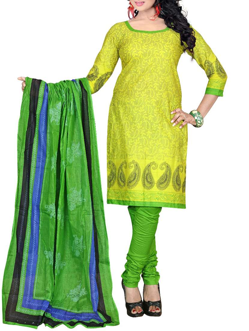 yellow cotton salwar suits unstitched suit