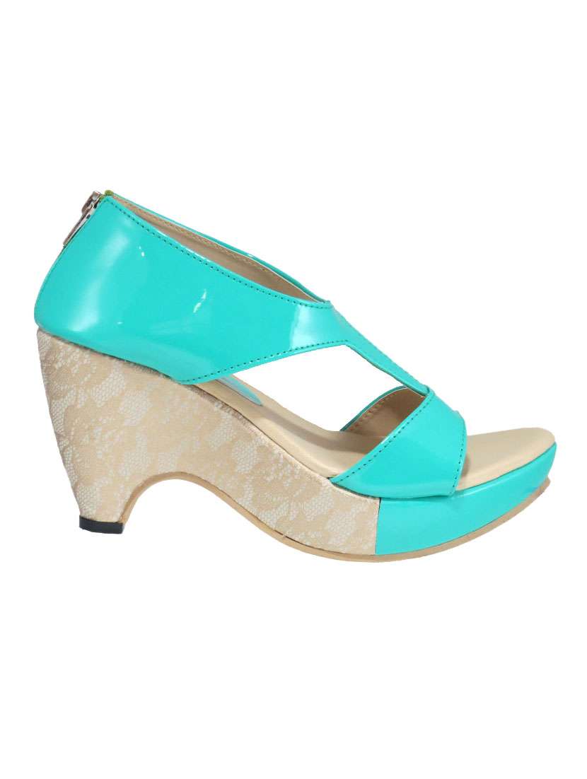 turquoise closed back thong wedge - 12543030 -  Standard Image - 1