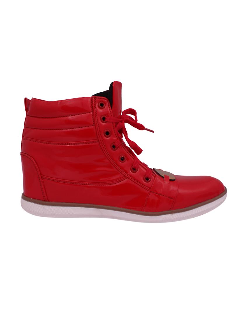 red synthetic lace up sneakers - 12553565 - Standard Image - 1