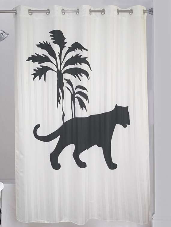 lushomes digitally printed tiger shower curtain with 10 eyelets