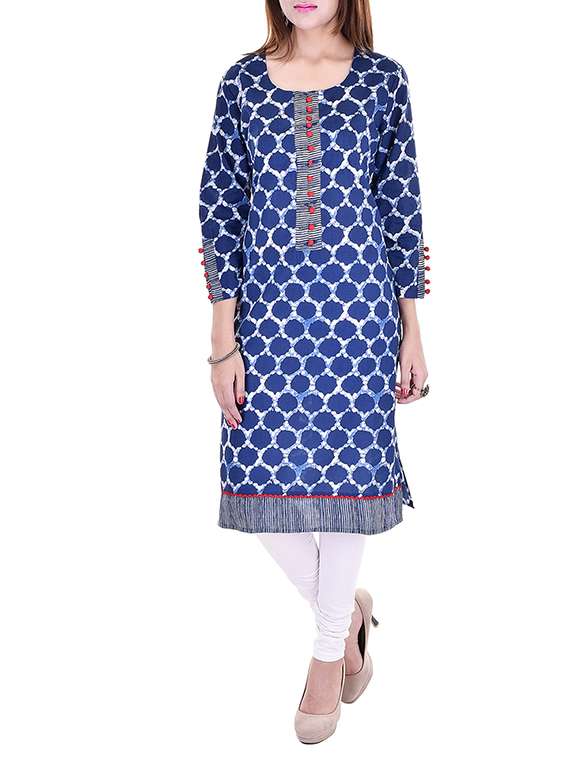 indigo cotton straight kurta