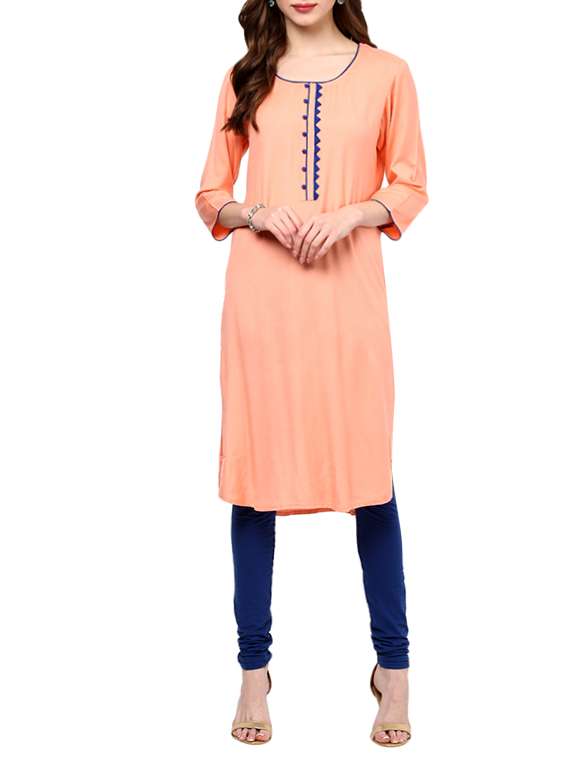 peach rayon long kurta kurta