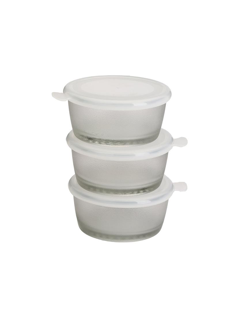 stylish glass transparent container set with lid - 12577084 - Standard Image - 1