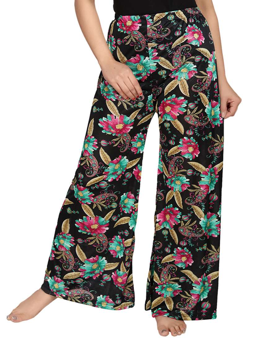 multicolored satin palazzo