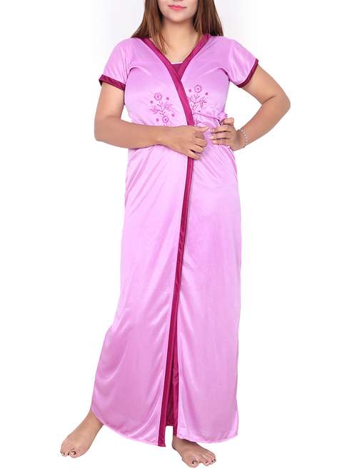 pink solid sleepwear robe set - 12578951 - Standard Image - 0
