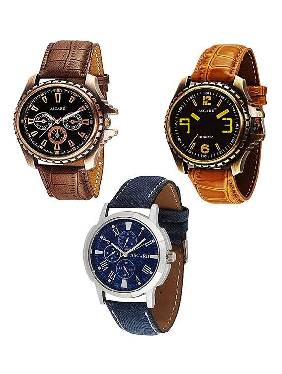 set of 3 analog watch combo