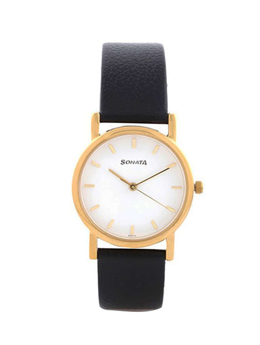 sonata analogue white dial men's watch - 7987yl02